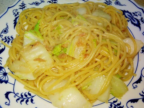 白菜とツナのマヨ醤油パスタ